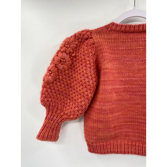 Ulla Johnson Ciel Merino Wool Knit Pink Floral Embellished Sweater Size 4 - Picture 4 of 7